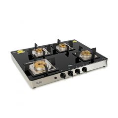 Glen 4 Burner Glass Cooktop 1048 SQ GT Forged Brass Burners Auto Ignition